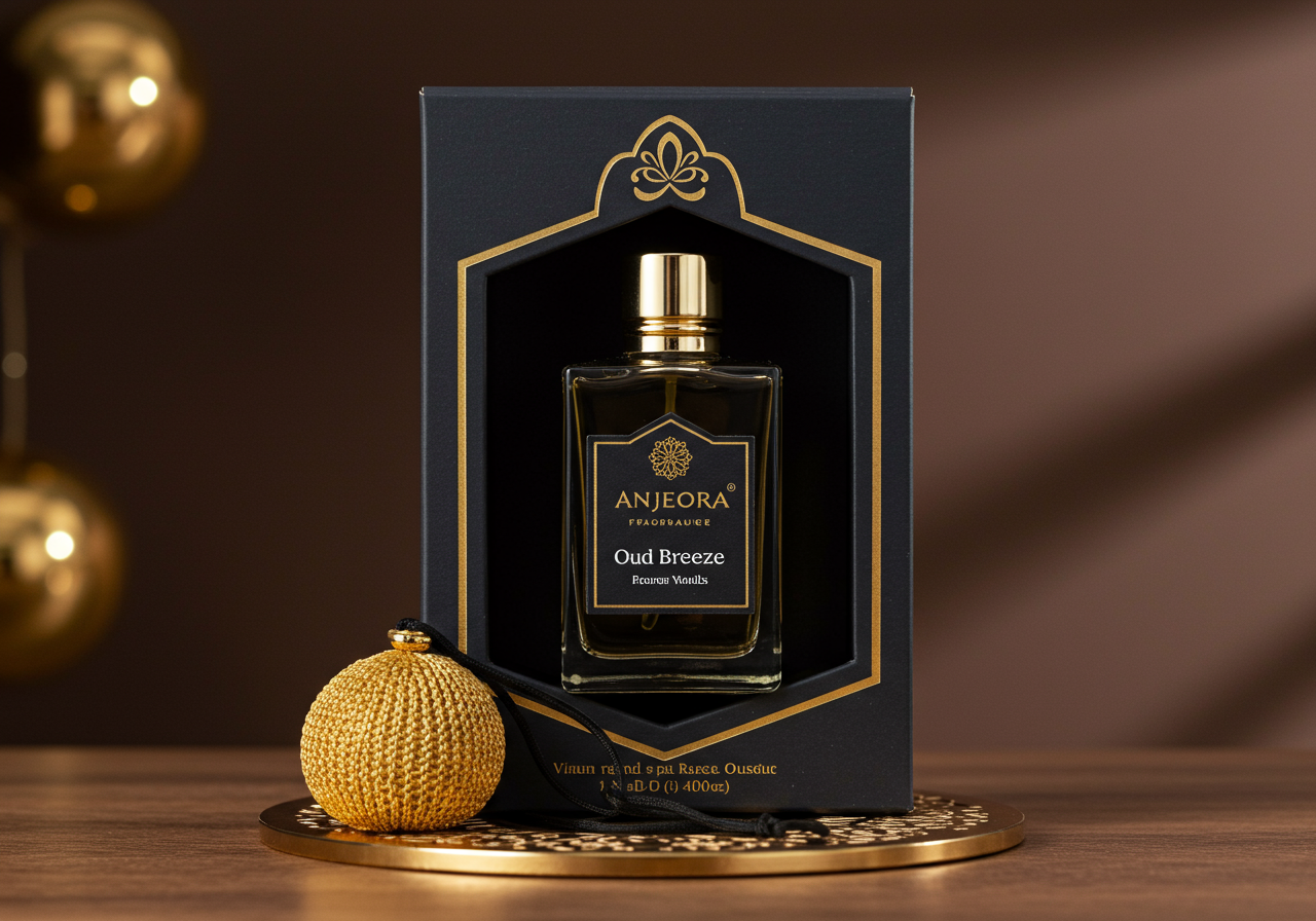 Oud Breeze car freshener hanger — luxury automotive fragrance product