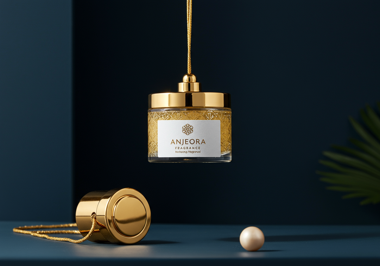 Premium car air freshener luxury hanging design with gold accents